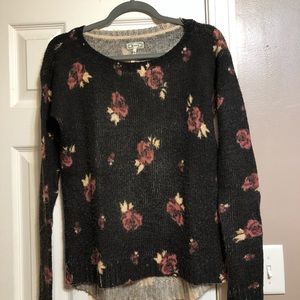Comfy black sweater with flowers. Size medium.